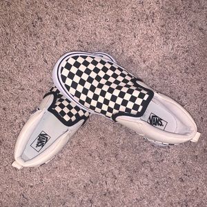 Black And white Checkerboard Vans Slip-on Shoes